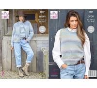 King Cole Aran Knitting Pattern - 6227 Ladies Cardigan & Vest (2 Designs)