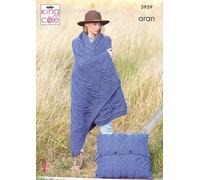 King Cole Aran Knitting Pattern Cable Knit Blanket Floor Cushion & Bed Runner (5959)
