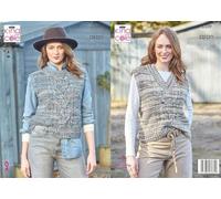 King Cole Aran Knitting Pattern Pamphlet - 6309 Ladies Round & V Neck Tanks (Two Designs) 32-50ins