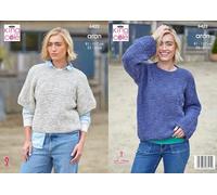 King Cole Aran Knitting Pattern Pamphlet - 6422 Ladies Sweaters (2 Designs) (32-50ins)