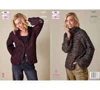 King Cole Aran Knitting Pattern Pamphlet - 6447 Ladies Cardigan & Sweater (32-42ins)