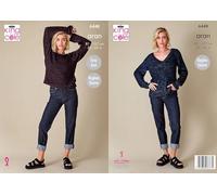 King Cole Aran Knitting Pattern Pamphlet - 6448 Ladies Sweaters (2 Designs) (32-42ins)