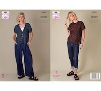 King Cole Aran Knitting Pattern Pamphlet - 6449 Ladies Tunic & Cardigan (32-42ins)