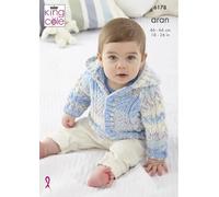 King Cole Babies Knitting Pattern Aran Cosy Baby Cardigan & Hat (6178), 18” - 26” 46cm - 66cm