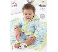 King Cole Babies Knitting Pattern Baby Chunky Jacket & Blanket (6179), 46cm - 66cm (18” - 26”)