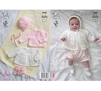 King Cole Baby 4 Ply Knitting Pattern for Matinee Coat Cardigan Bonnet & Bootees (4688)