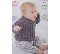 King Cole Baby Aran Knitting Pattern V or Round Neck Cardigan & Sweater (6016)