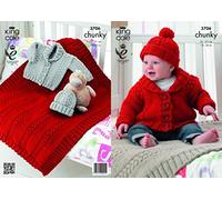 King Cole Baby Blanket, Jacket & Hat Comfort Chunky Knitting Pattern 3706