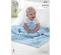 King Cole Baby Blankets Yummy Crochet Pattern 4824 Chunky