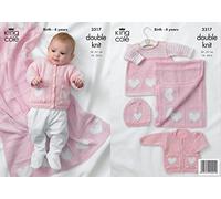 King Cole Baby Cardigan, Dress, Hat & Blanket Bamboo Cotton DK Knitting Pattern 3317