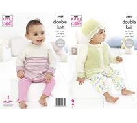 King Cole Baby Childrens Double Knitting Pattern Raglan Top Cardigan & Hat (5489)