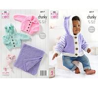 King Cole Baby Chunky Knitting Pattern Boys Girls Jacket Cardigan & Blanket (6017), 16" - 24"