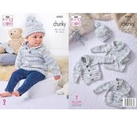 King Cole Baby Chunky Knitting Pattern - Jacket Sweater & Hat (6083), 18'' - 24''