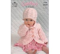 King Cole Baby Coat, Dress, Sweater & Hat Comfort Aran Knitting Pattern 3136 by King Cole