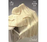 King Cole Baby Coat, Hat & Shawl DK Crochet Pattern 3259