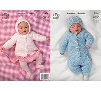 King Cole Baby Comfort Aran All-in-One, Coat & Hat Pattern 3504 Prem-12mths