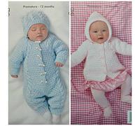 King Cole Baby Comfort Aran All-in-One, Coat & Hat Pattern 3504 Prem-12mths