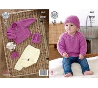 King Cole Baby Comfort Aran Knitting Pattern Sweater Trousers Hat & Mittens (4645)