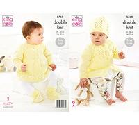 King Cole Baby DK Double Knit Knitting Pattern Cardigan Angel Top Bootees & Hat (5768)