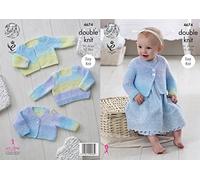 King Cole Baby DK Double Knitting Pattern Easy Knit Sweater & V or Round Neck Cardigans (4674)