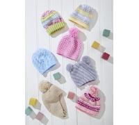 King Cole Baby DK Knitting Pattern - 6520 Baby Hat (Prem - 9 Months) (7 Styles)