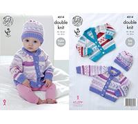 King Cole Baby DK Knitting Pattern Pamphlet - 4514 Baby Cardigans & Hat (3 Designs)
