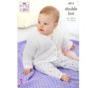 King Cole Double Knit Baby DK Knitting Pattern Round or V Neck Cardigan & Blanket (6013)