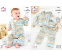 King Cole Baby DK Knitting Pattern Pamphlet - 6460 Cardigan & Trousers (16-24ins)