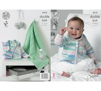 King Cole Baby Double Knit Crochet Pattern Lace Effect Coat & Blanket Cherished DK (4418)