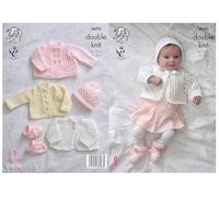 King Cole Baby Double Knitting Pattern for Matinee Coat Jacket Cardigan Bonnet Hat & Bootees (4690) by King Cole