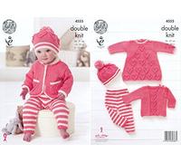 King Cole Baby Double Knitting Pattern Heart Motif Dress Sweater Leggings & Hat Set (4555) by King Cole