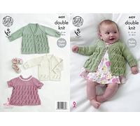 King Cole Baby Double Knitting Pattern Matinee Coat Angel Top & Cardigan Cottonsoft DK (4429)
