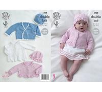King Cole Baby Double Knitting Pattern Matinee Coat Cardigan Jacket & Hats Cottonsoft DK (4428)