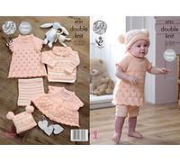 King Cole Baby Dress, Cardigan, Sweater, Shorts & Hat Comfort Knitting Pattern 4731 DK