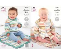 King Cole Baby Easy Knitting Pattern, Raglan Sleeve, Double Knit Sweater, Matinee Coat and Blankets (6183), 16” - 22” (41cm - 56cm)