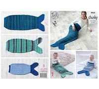 King Cole Baby, Girls & Ladies Mermaid Blankets Knitting Pattern 4865 Chunky