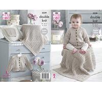 King Cole Baby Glitz DK Knitting Pattern 5239 - Cardigans, Blankets, Headwear Pattern - 14-22 Inches