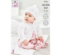 King Cole Baby Glitz DK Knitting Pattern 5718 - Easy Cardigans, Headwear, Blankets Pattern - 14-22 Inches