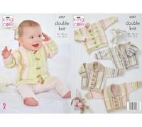 King Cole Baby Knitting Pattern Double Knit Babies Cardigan (6287)