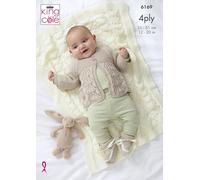 King Cole Baby Knitting Pattern Double Knit Baby Blanket, Matinee Jacket, Sweater, Bootees and Hat (6169), 12” - 20” (31cm - 51cm)
