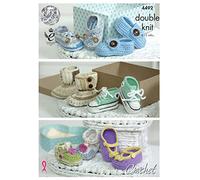 King Cole Baby Shoes Crochet Pattern 4492 DK