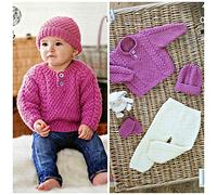 King Cole Baby Sweater, Trousers, Hat & Mittens Comfort Knitting Pattern 4645 Aran