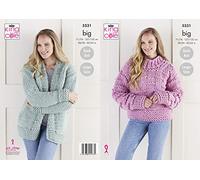King Cole Big Value Big Knitting Pattern 5531 - Easy Jackets, Sweaters Pattern - X Small- X Large