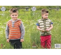 King Cole Boys Big Value Chunky Knitting Pattern Long Sleeve Hoodie & Short Sleeve Gilet (4383)
