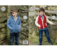 King Cole Boys Double Knitting Pattern Childrens Raglan Sleeve Jacket & Hoodie (4924) Multicolor,22" - 30" chest