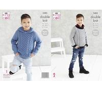 King Cole Boys Double Knitting Pattern Raglan Sleeve Round Neck or Hooded Sweater (5483)