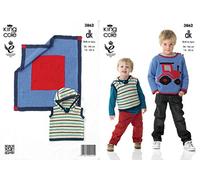 King Cole Boys' Sweater, Pullover and Blanket in Cottonsoft DK - 3862