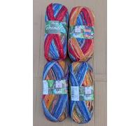 King Cole Bramble DK Yarn, Cloudberry, 4 Balls x 100g, Multicolour Variegated