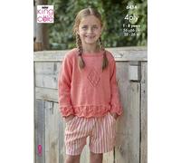 King Cole Children/Girls Knitting Pattern (6434) in Cherished 4Ply - Cardigan & Top Knitted in Cherished 4Ply