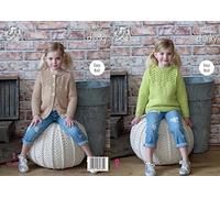 King Cole Childrens Chunky Knitting Pattern Easy Knit Girls Lacy Cardigan & Sweater (4970)